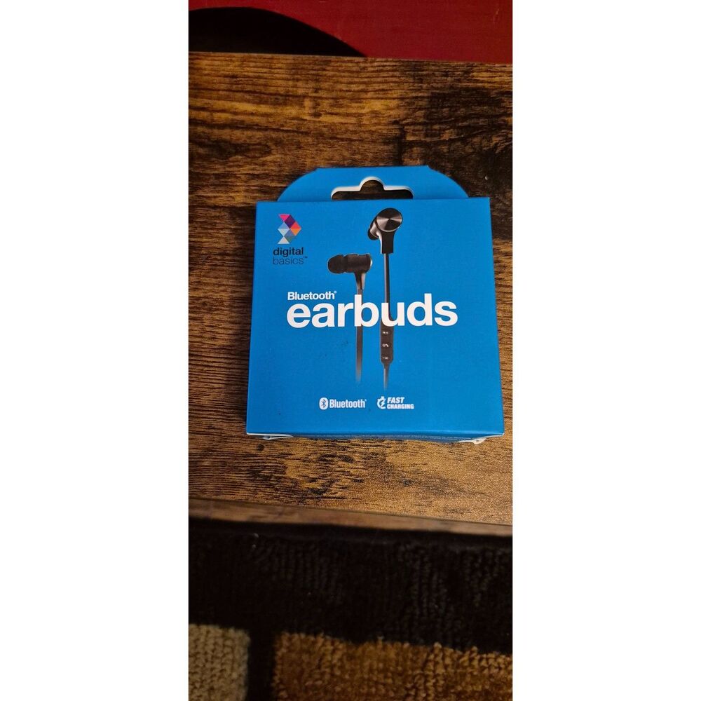New in Box Digital Basics Bluetooth Earbuds Fast Charging Metallic Navy Blue